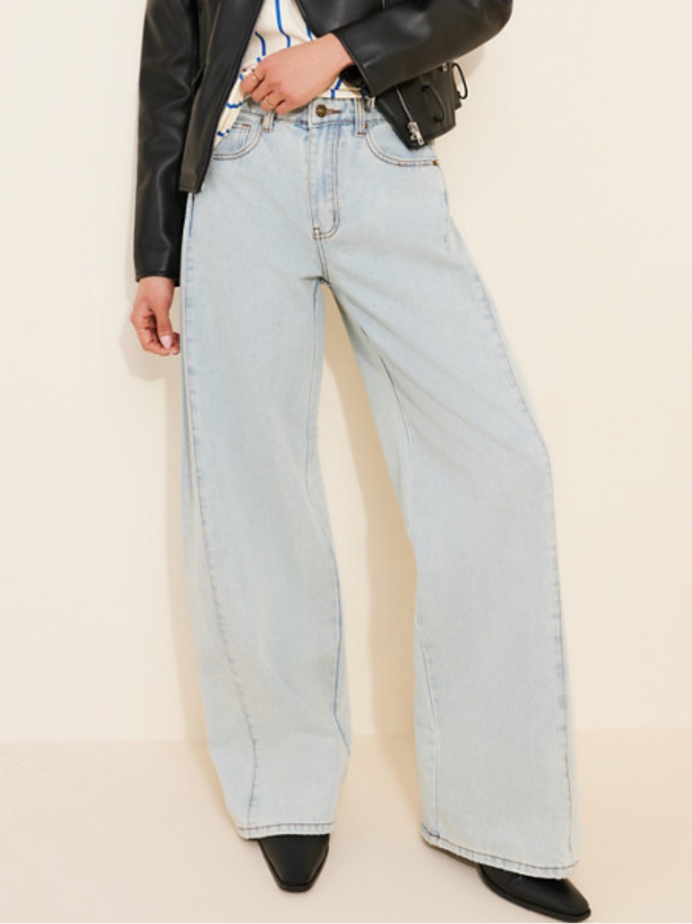 Lioness Westwood Wide-Leg Jeans - Light Blue